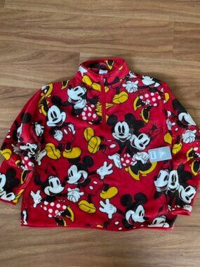 Mickey & Minnie women's size large fleece top, quarter zip, NWT
